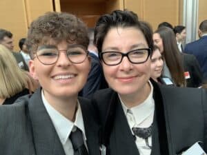 Rylee Spooner and Sue Perkins at the awards ceremony