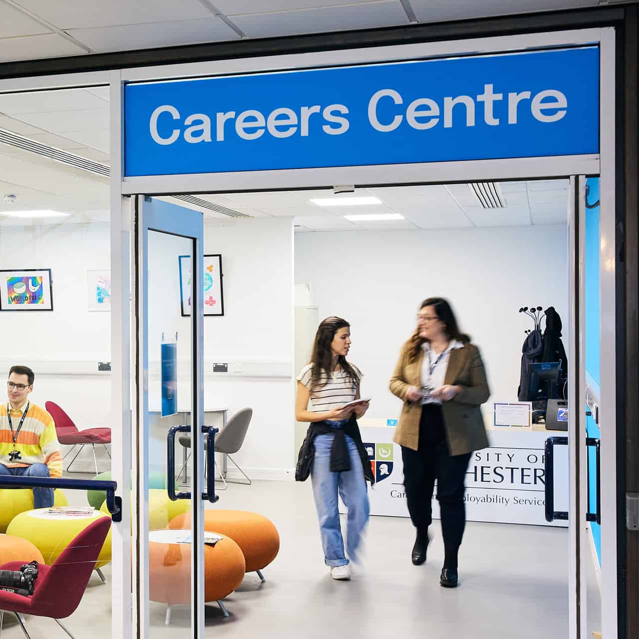 students in careers centre