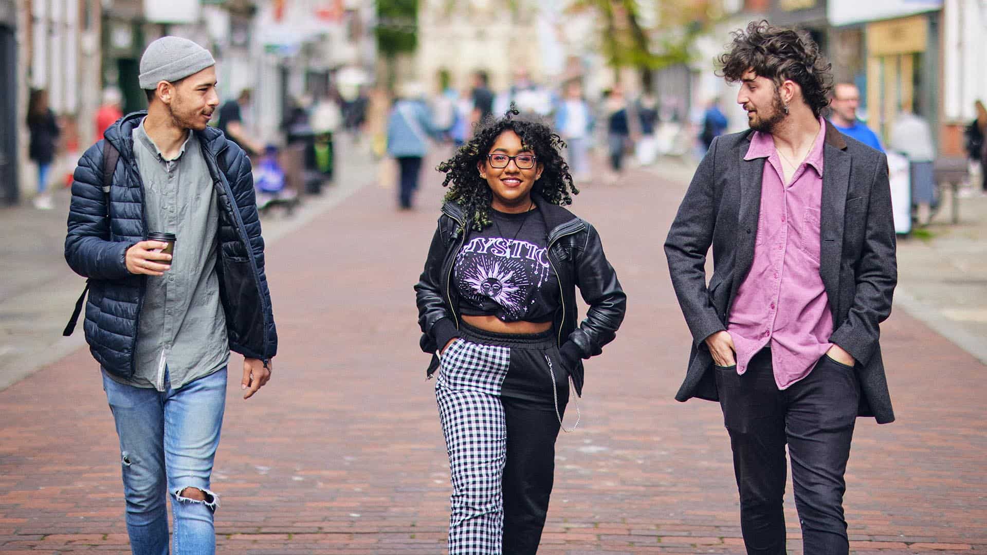 two boys and a girl in Chichester town centre