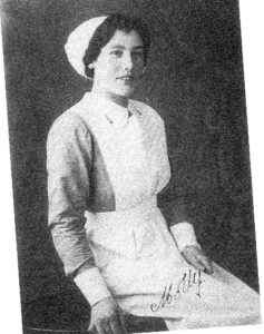 A black and white photo of a nurse called Mary Gilchrist in the 1920s