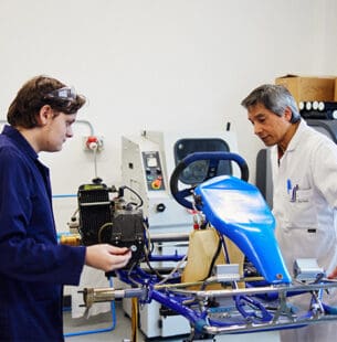 Engineering student in class