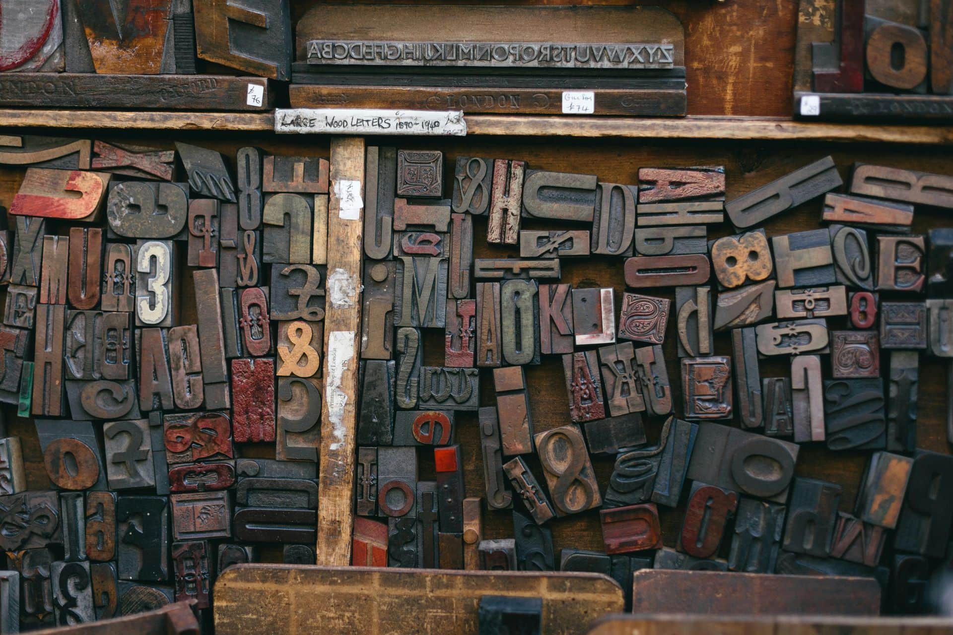 Printing Press Wooden Letters