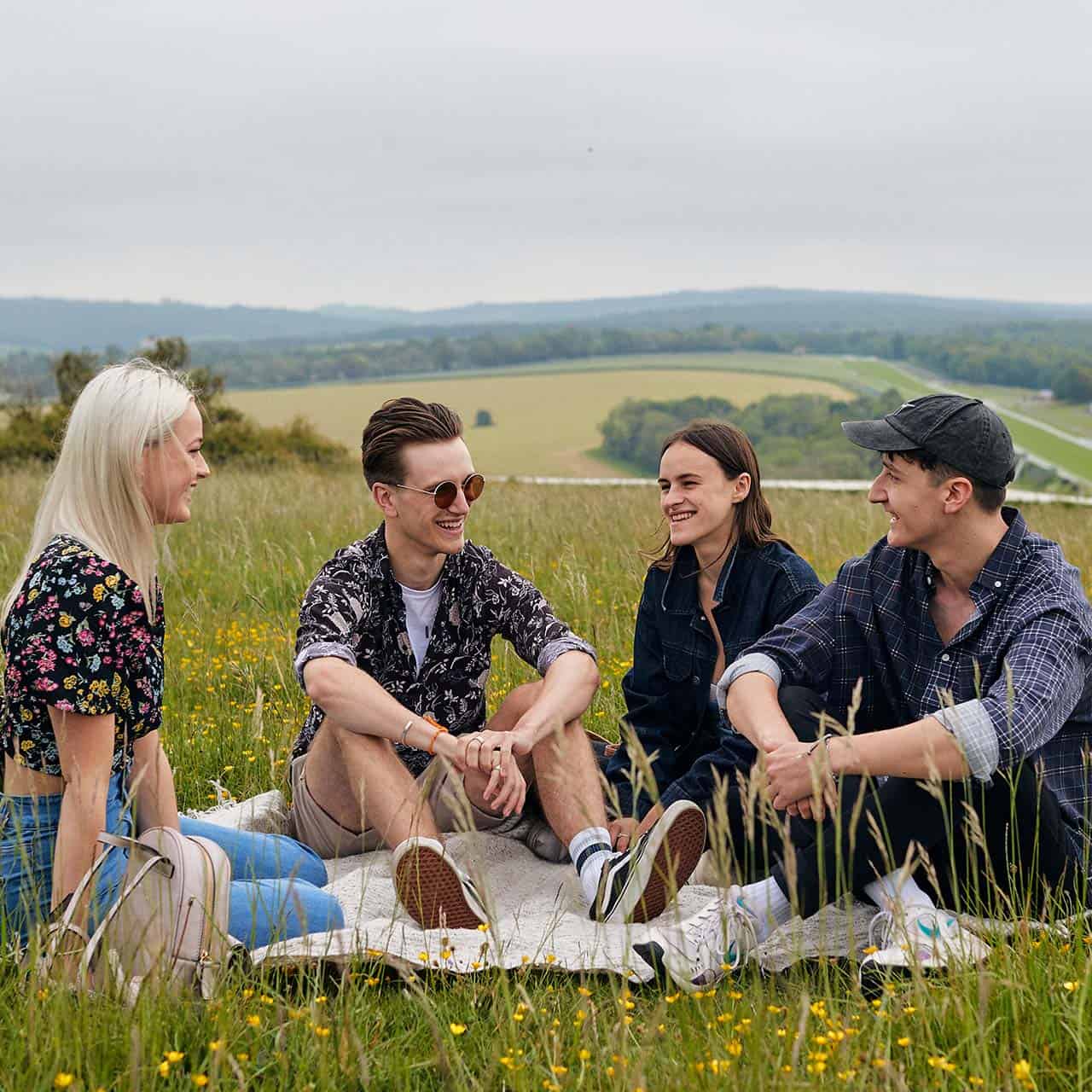 students sitting and chatting at goodwood