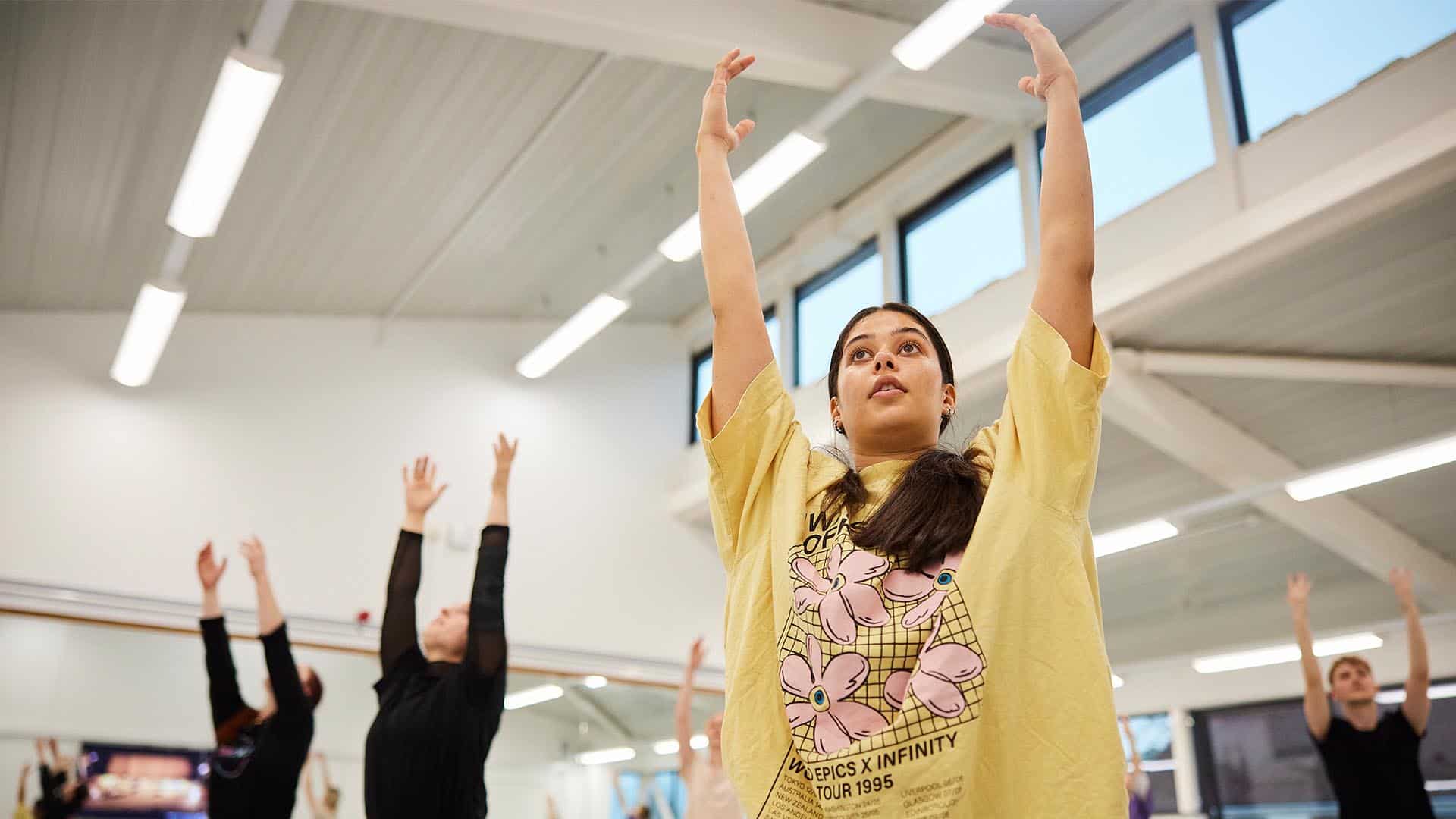 dance students in a class