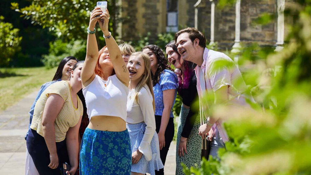 group of students taking a selfie