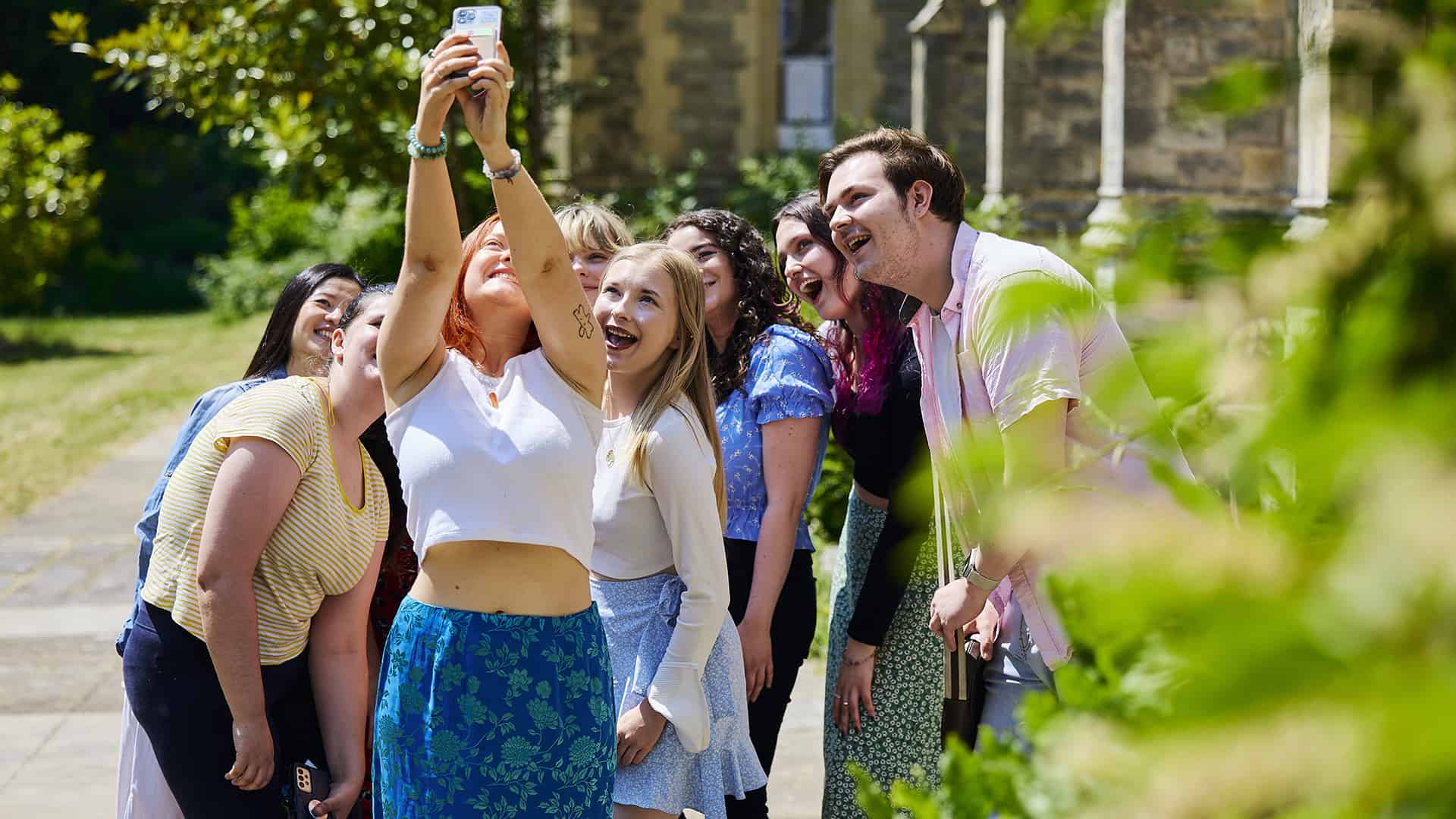 group of students taking a selfie