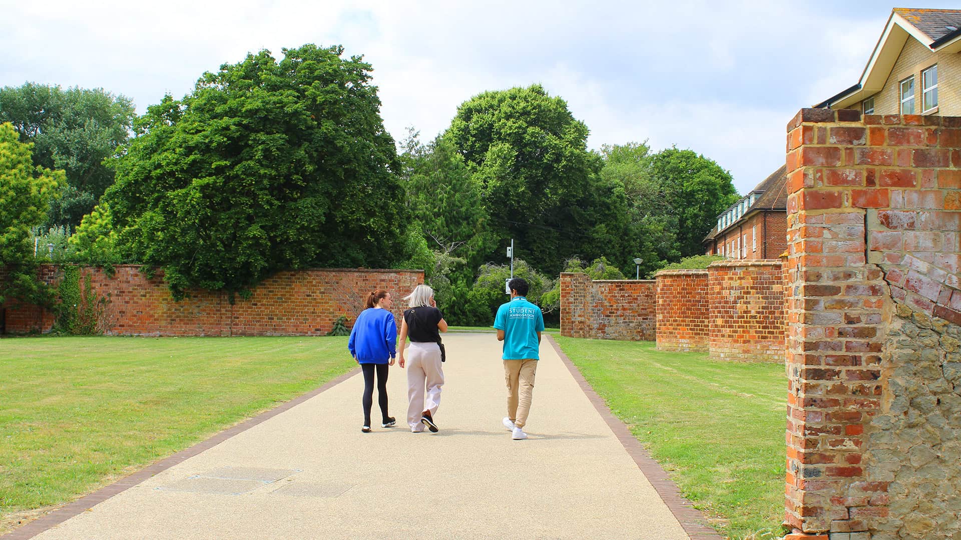 student ambassador giving a tour on an open day
