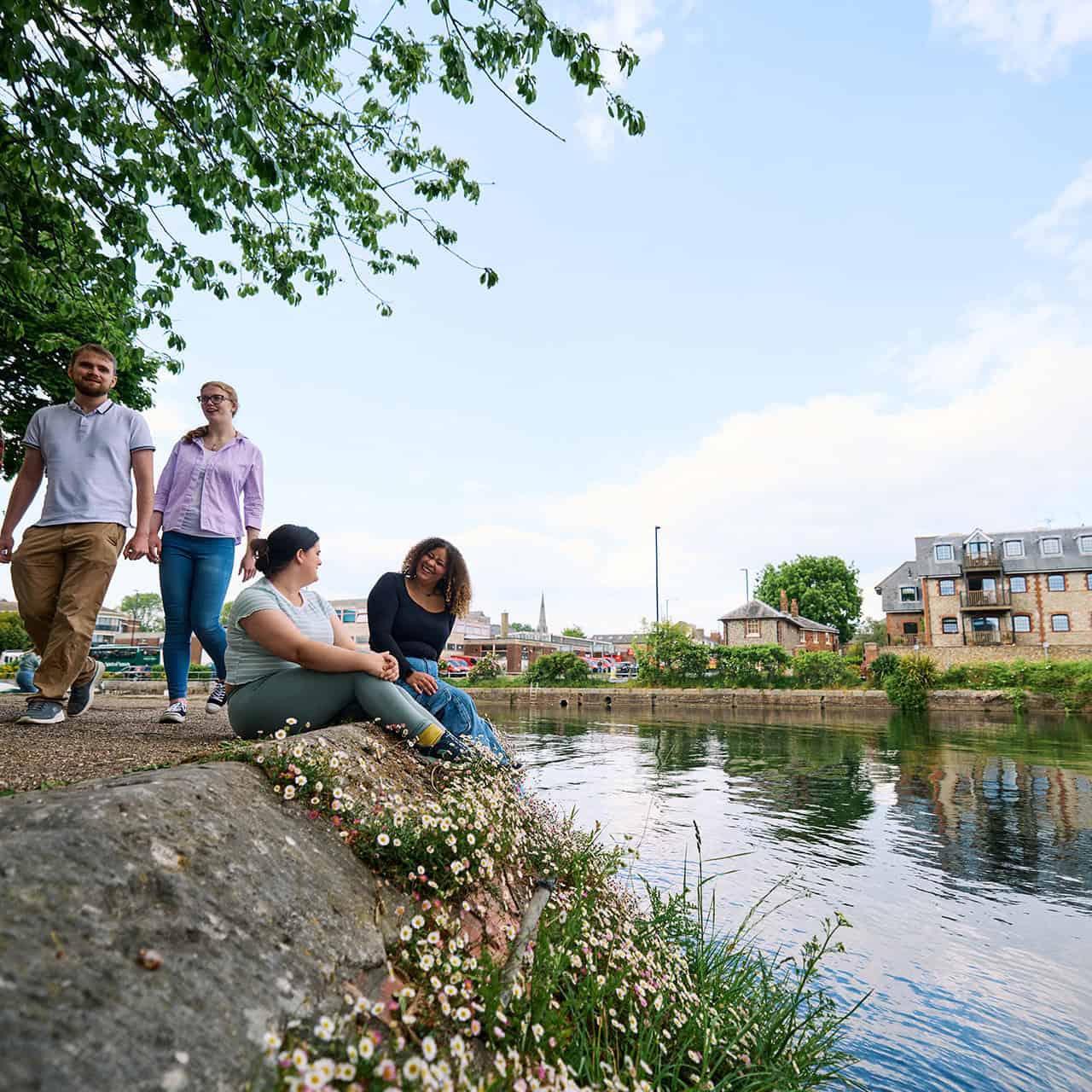 Group of students at Chichester canal