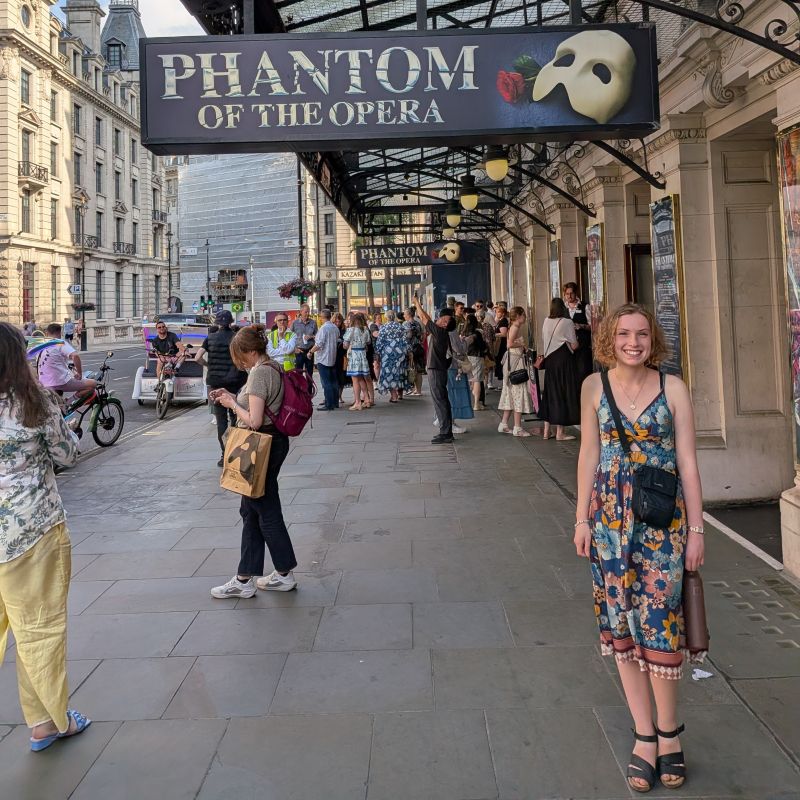 Study abroad student outside of the theatre